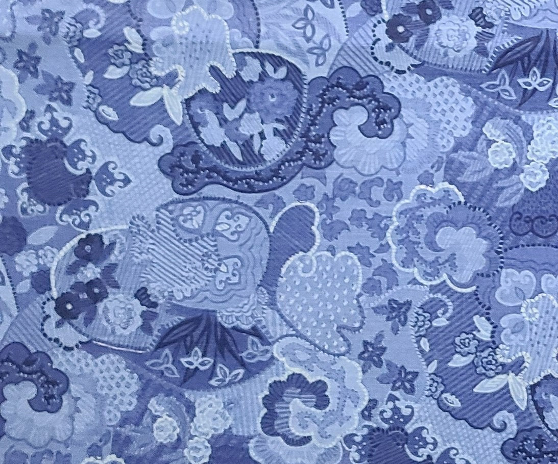 Peter Pan Fabrics, Inc. - Multi-Tone Blue Floral Fabric