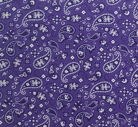 Marshall Dry Goods Co Blazing Bandana - Purple Paisley "Bandana Style" Print Fabric - Selvage to Selvage Print