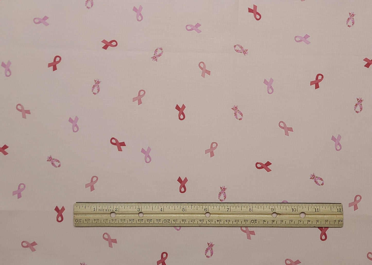 Riley Blake Design Strength in Pink 2022 Pattern C12622 - Light Pink Fabric / Pink Cancer Ribbon Pattern