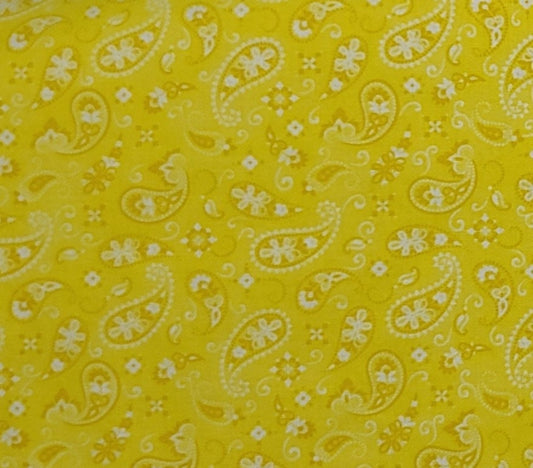 EOB - Bright Yellow Fabric / Gold and White Paisley "Bandana" Style Print