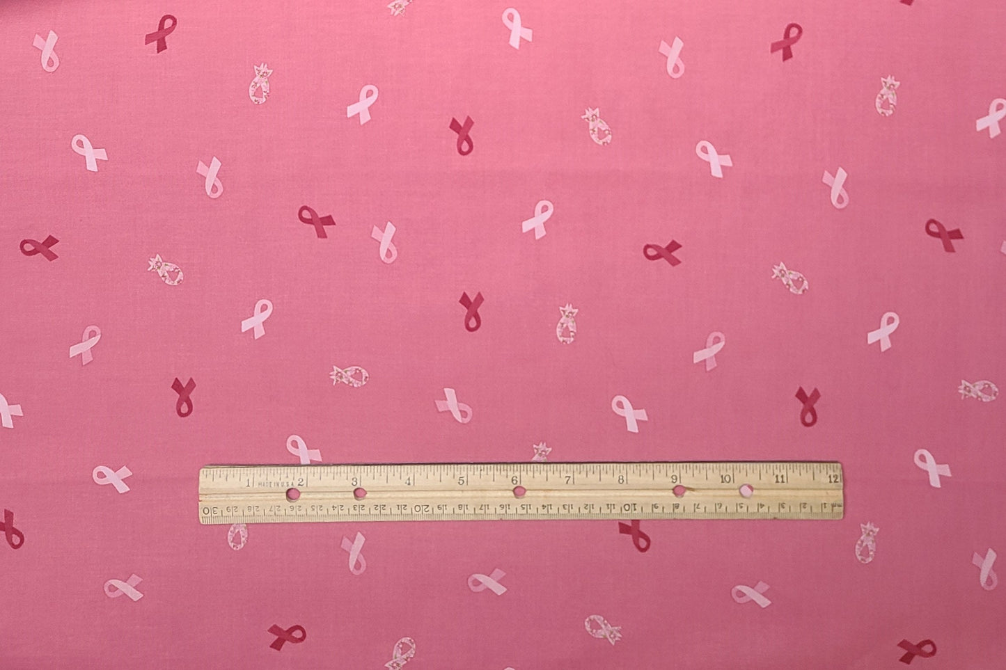 Riley Blake Design Strength in Pink 2022 Pattern C12622 - Medium Pink Fabric / Cancer Ribbon Print