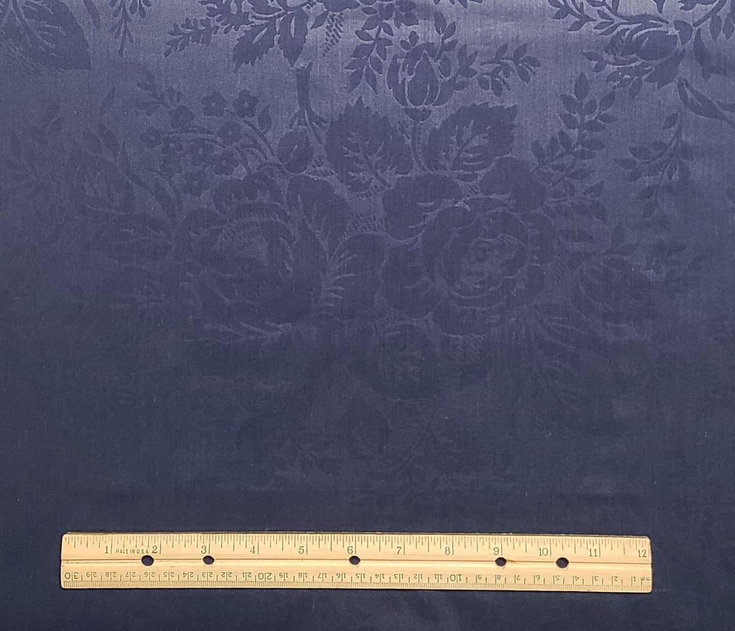 Navy Fabric / Large Floral Tone on Tone Pattern LIGHTWEIGHT Voile - Selvage to Selvage to Print