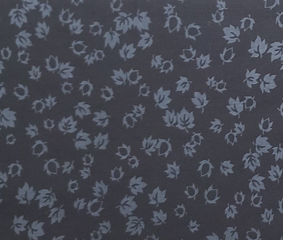 Black Fabric / Gray Leaf Print