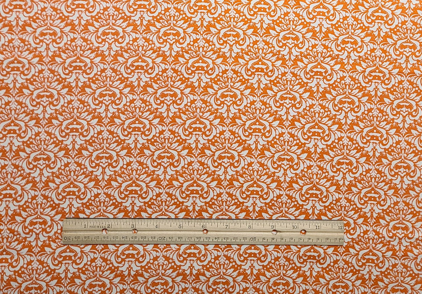 Riley Blake Designs Pattern#C6013 EEK-BOO-SHREEK by Carina Gardner 2017 - Orange Fabric / White "Diamond" Pattern with Spiders and Bats