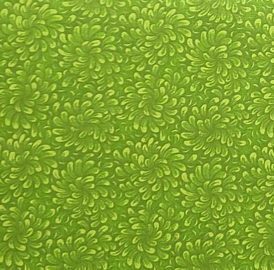 Bright Green Tonal Flower Pattern Blender Fabric - Selvage to Selvage Print