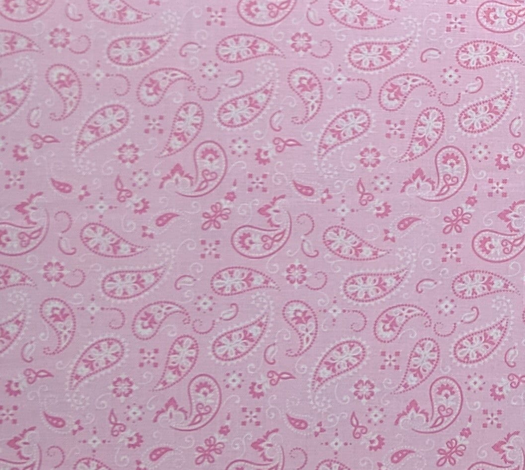 Light Pink Paisley Print Fabric - Selvage to Selvage Print