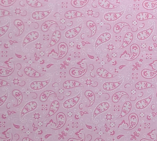 Light Pink Paisley Print Fabric - Selvage to Selvage Print