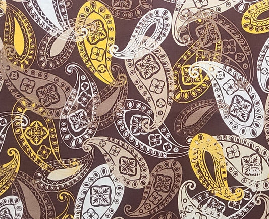 Bold Moves Paisley Brown by Studio 37 for Marcus Fabrics - Brown Fabric / Light Brown, White, Gold and Cream Paisley Print