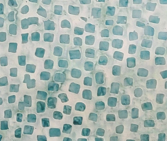 BATIK - Mint Green Tonal Fabric - Teal/Aqua Scattered Square Tjap