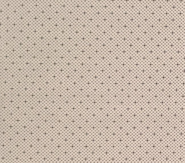 Joan Kessler for Concord Fabrics Inc - Soft White Fabric / Dark Navy (Nearly Black) Dot Cross Print