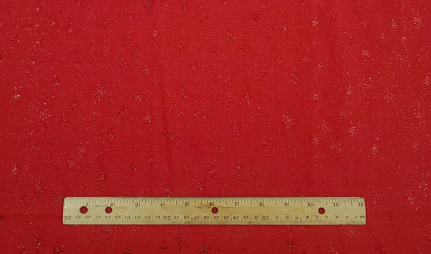 Red Fabric / Red Glitter Stars and Allover Red Glitter - Selvage to Selvage Print