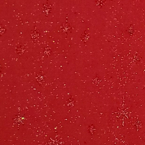 Red Fabric / Red Glitter Stars and Allover Red Glitter - Selvage to Selvage Print