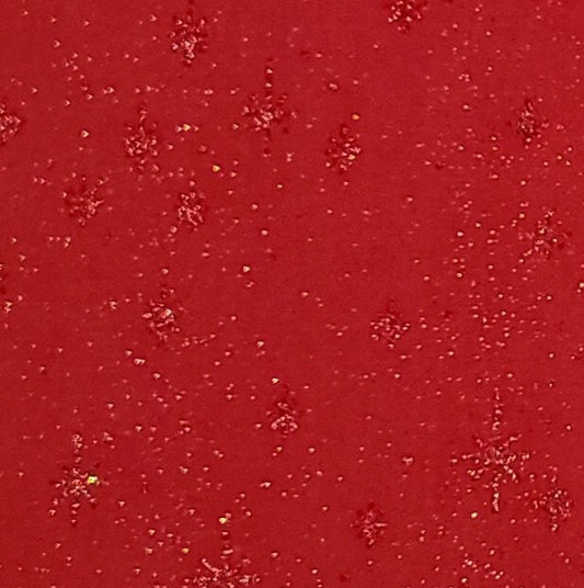 Red Fabric / Red Glitter Stars and Allover Red Glitter - Selvage to Selvage Print