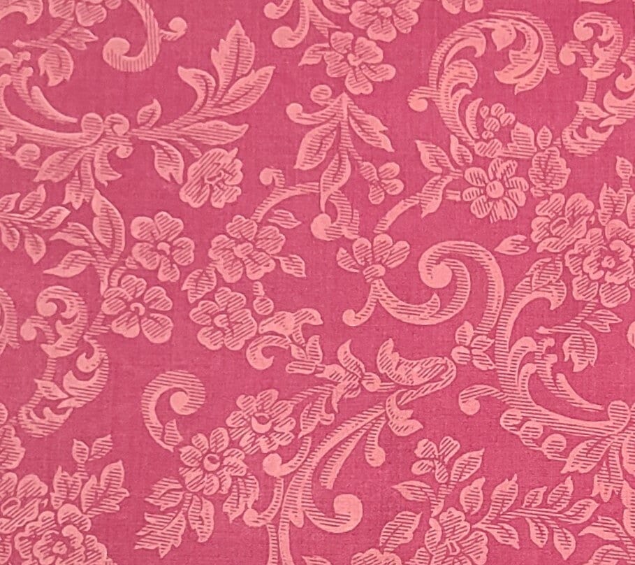 Joan Kessler for Concord Fabrics Inc - Dark Rose Fabric / Victorian Floral Print Fabric