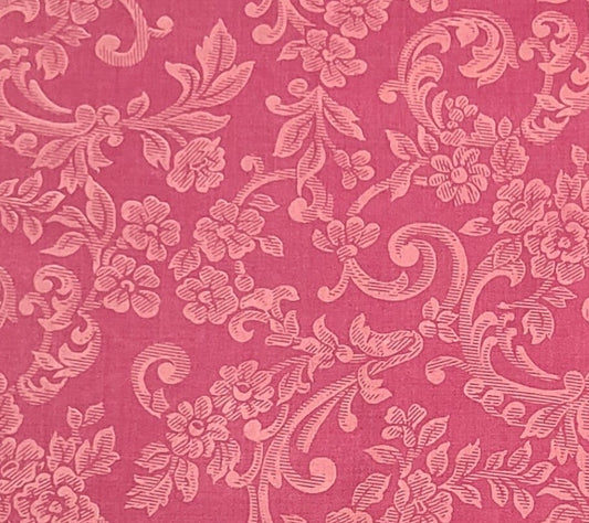 Joan Kessler for Concord Fabrics Inc - Dark Rose Fabric / Victorian Floral Print Fabric