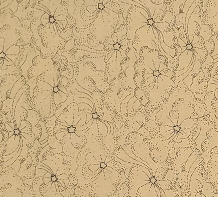 Designed by Possibilities for Chapel House Fabrics 1991 - Yellow Fabric / Dark Brown Star & Cloud Print