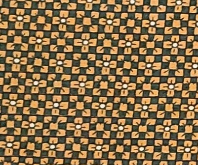 EOB - Springs Industries - Tan and Dark Green 9-Patch Pattern Fabric