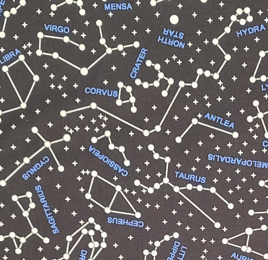 Fabric Traditions 2003 - Black Fabric / Blue and White Constellation Print