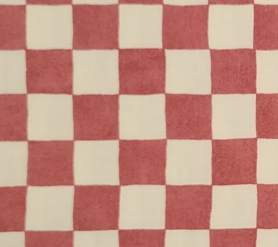 Sharon Kessler 1993 for Concord Fabrics Inc - Soft Red and Soft White Checkered Heavier Weight Fabric