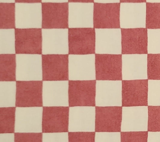 Sharon Kessler 1993 for Concord Fabrics Inc - Soft Red and Soft White Checkered Heavier Weight Fabric