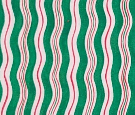 Greetings by Fabri-Quilt Inc Patt#931 - Red, White and Green Wavy Vertical (Parallel to Selvage) Stripe Fabric