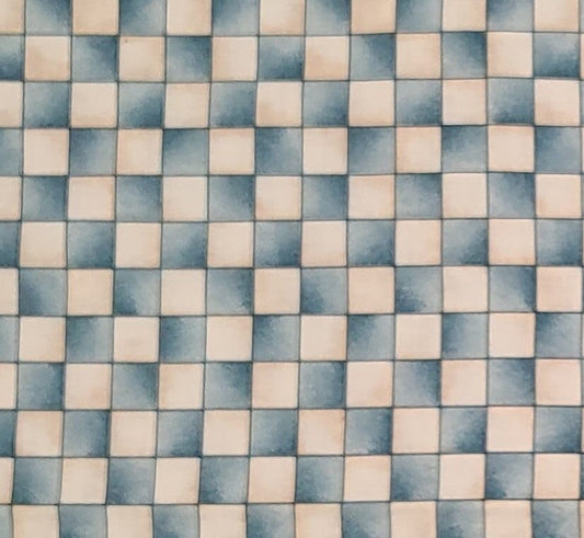 Checkered Past by Kathi Walters for SSI - Dark Blue and Soft White Checkered Fabric