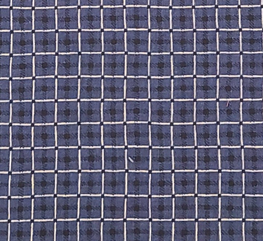 VIP Cranston Print Works - Dark Blue 58" WIDE Fabric / White and Black Square Print