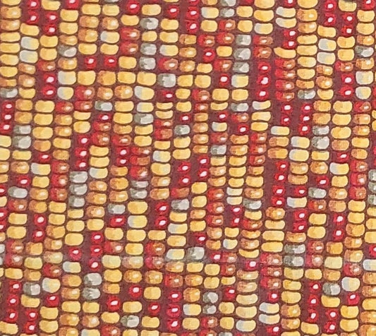 Tri-Color Autumnal Corn Print Fabric - Selvage to Selvage Print