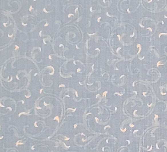 Light Blue Fabric / Pale Green and White Pattern - Selvage to Selvage Print
