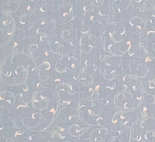 Light Blue Fabric / Pale Green and White Pattern - Selvage to Selvage Print