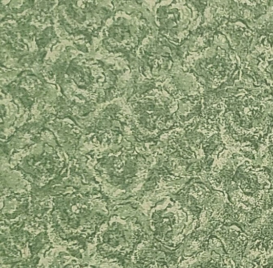 Green Tonal Floral Print Fabric - Selvage to Selvage Print