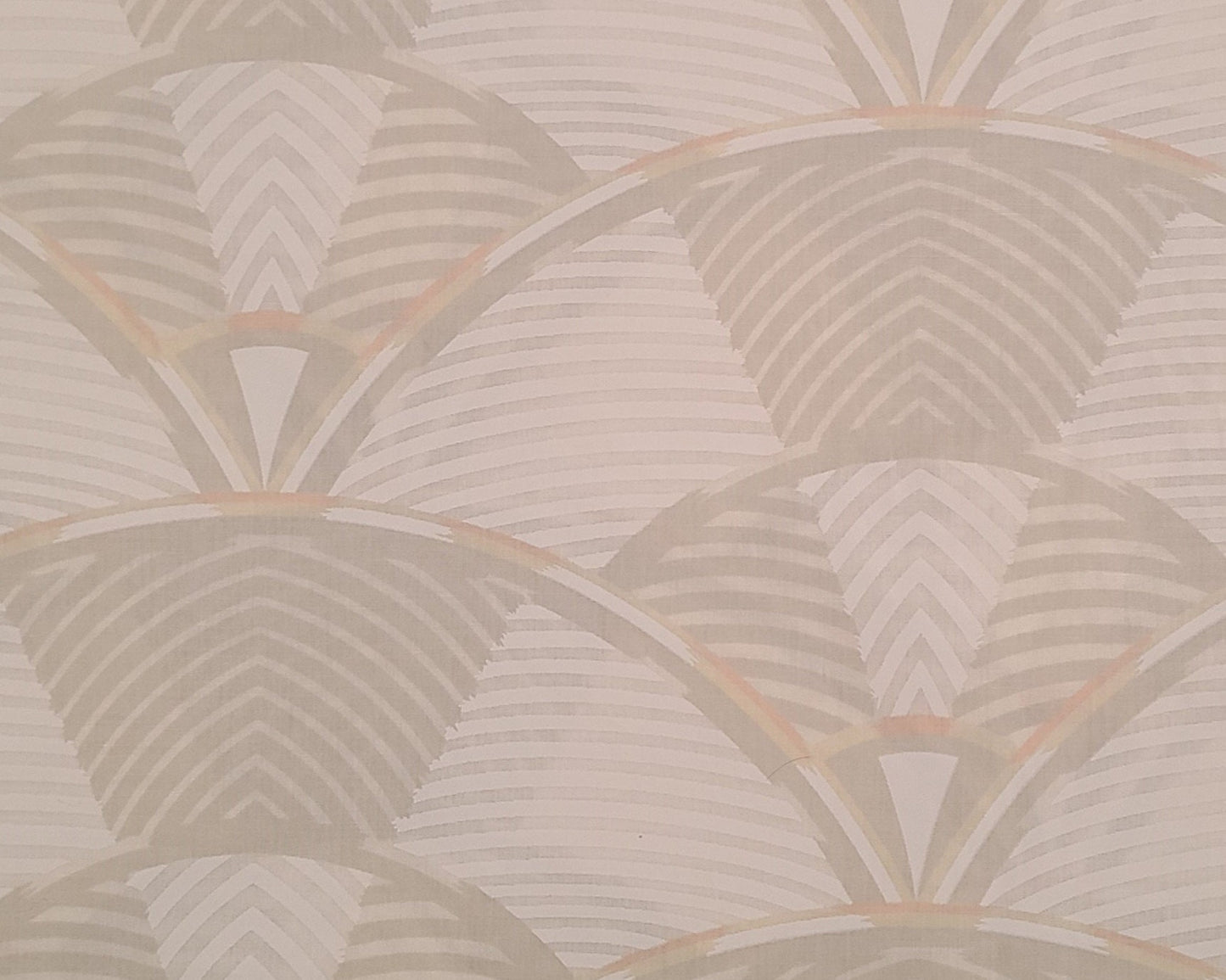 Batik-Style 58" WIDE Fabric - White, Tan, Taupe, Peach "Shell" Pattern - Selvage to Selvage Print