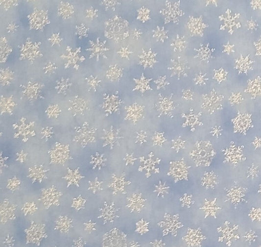 Holiday Accents by Demetria Hayward & Yuko Hasagawa 2011 RJR Fabrics - Pale and Light Blue Tonal Fabric / Silver Foil Snowflake Print