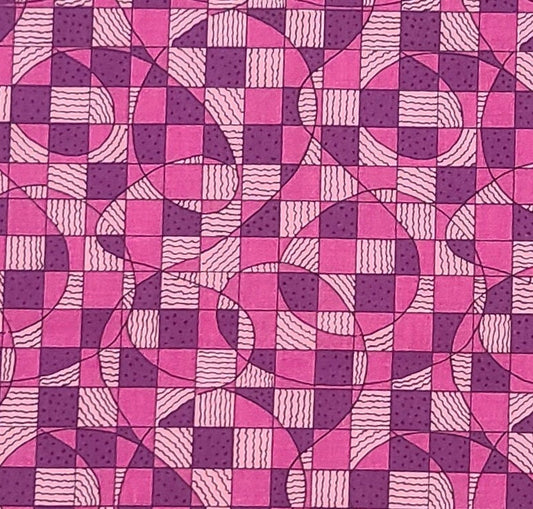 Designed by Virginia Robertson for Fabri-Quilts, Inc. - Bright Pink and Purple Fabric / Geometric Print