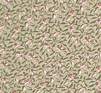 Lodge & Lakeside by Thimbleberries 2008 RJR Fashion Fabrics - Olive Green Fabric / Dark Red, White Flowers