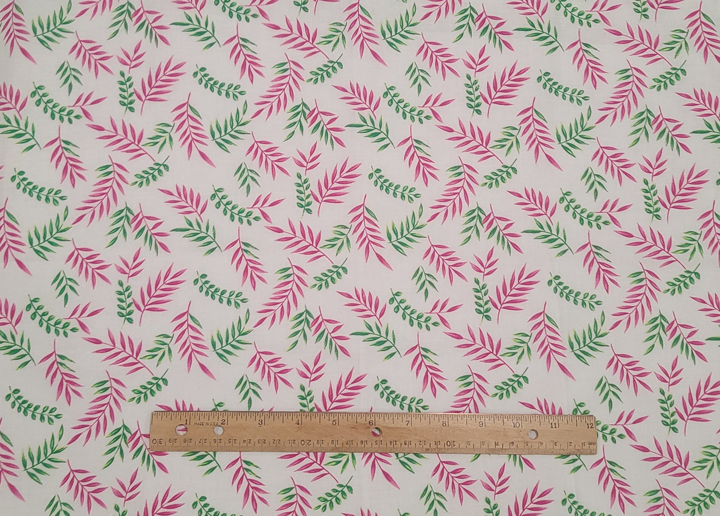 So You, Sew Fun 2002 RJR Fashion Fabrics - White Fabric / Rasperry, Green Leaf Print