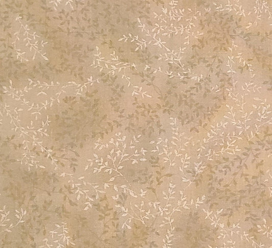 Fabric Traditions 2004 - Tan Tonal Fabric / Tan and Cream Leaf Pattern