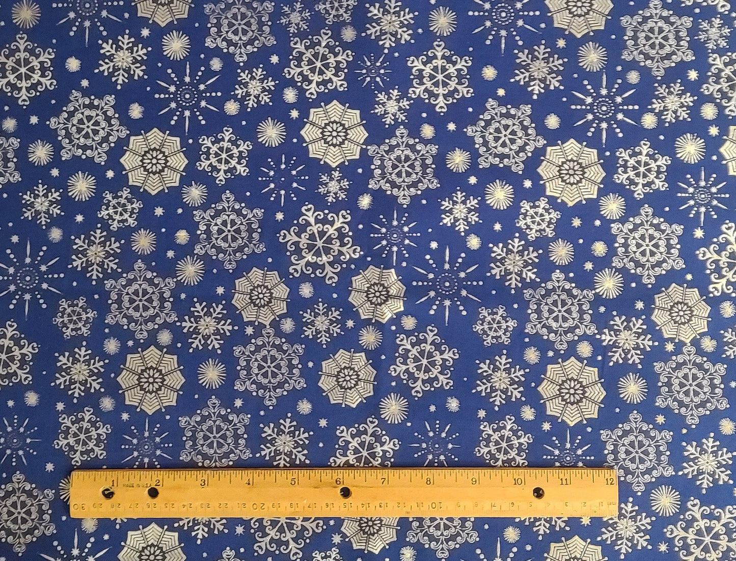 Designed Exclusively for Joann - Blue Fabric / Silver Foil Snowflake Print