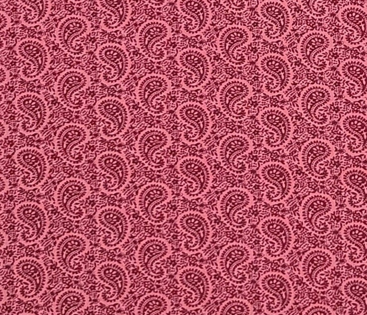 Dark Rose Fabric / Burgundy Paisley Print - Selvage to Selvage Print