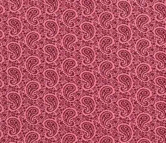 Dark Rose Fabric / Burgundy Paisley Print - Selvage to Selvage Print