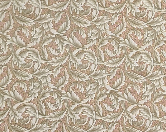 Concord Fabrics - Dusty Rose Fabric / Dark and Light Sage Leaf and Gold Flower Print