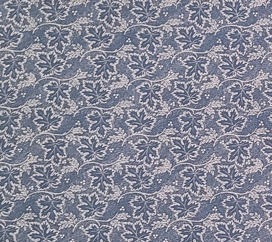 SL Designs for Kona Bay Fabrics - Colonial Blue Fabric / Soft White Leaf Pattern