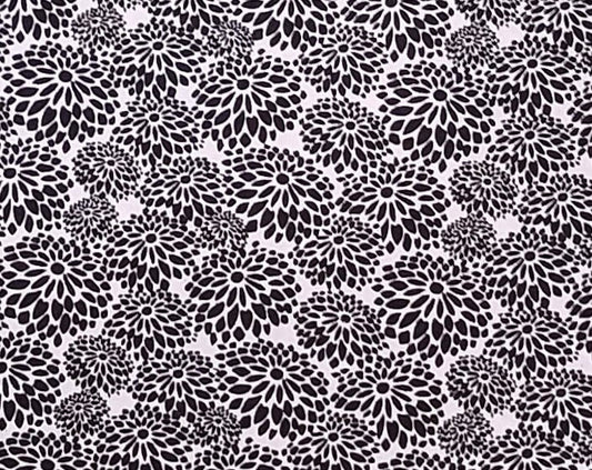 Quilters Showcase Exclusively for JoAnn Fabric & Craft - White Fabric / Black Chrysanthemum Print