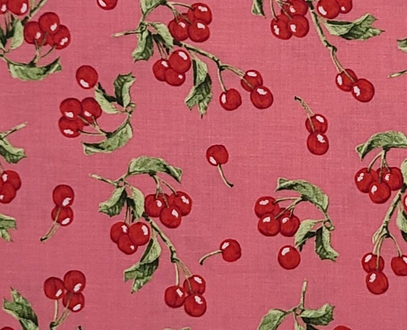 Riley Blake Design Mon Cheri by Lila Tueller 2022 Pattern #C12654 - Pink Fabric / Cherry Print