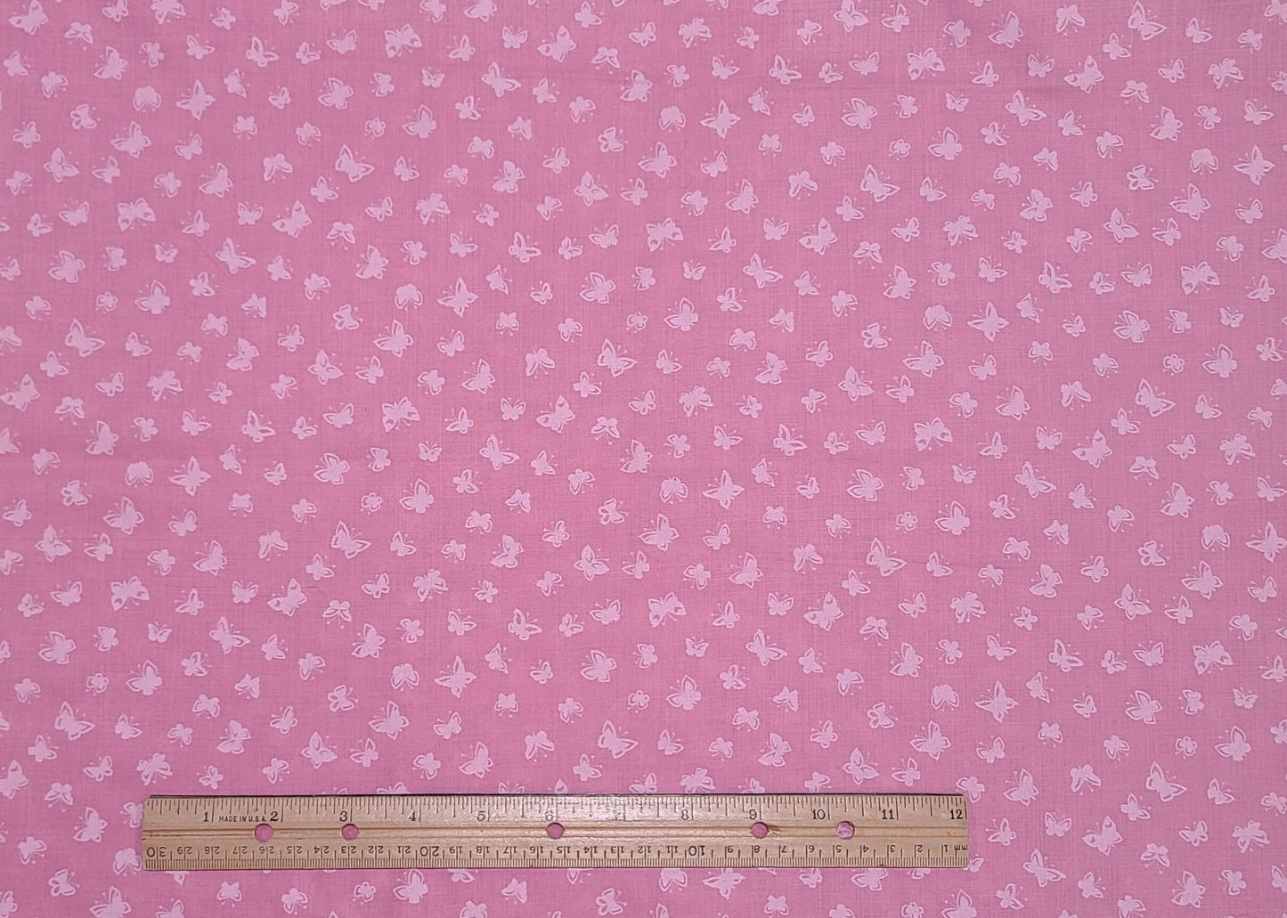 Cranston Print Works-Crantex - Pink Fabric / White Butterfly Print