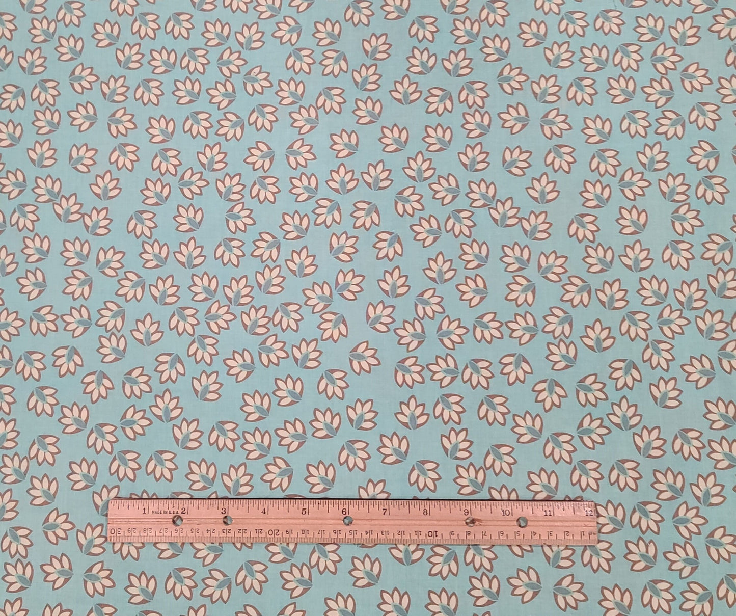 Riley Blake Designs Pattern C2802 Verona by Emily Taylor Design 2012 - Mint Green Fabric / Light Brown and Cream Flower Print