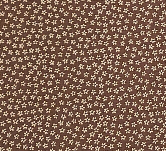 Dark Brown Fabric / Cream and Black Reproduction Style Flower Print