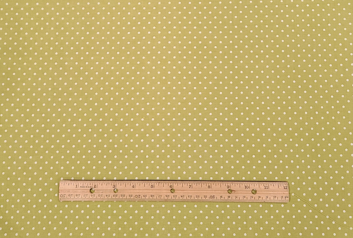 Lime Green Fabric / White Polka Dot Print - Selvage to Selvage Print