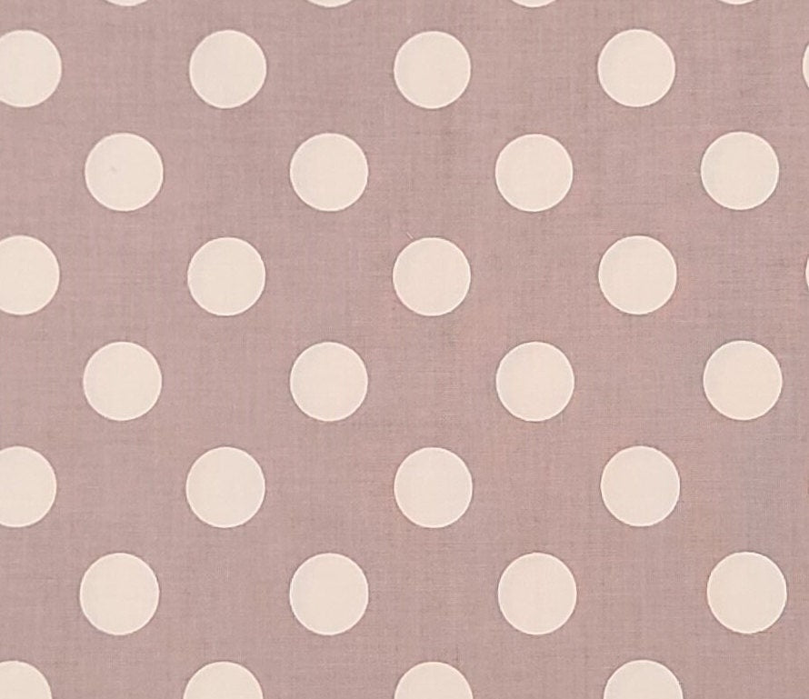 Riley Blake Designs Pattern C360 Dots by The RBD Designers - Taupe Fabric / Large White Polka Dot Print