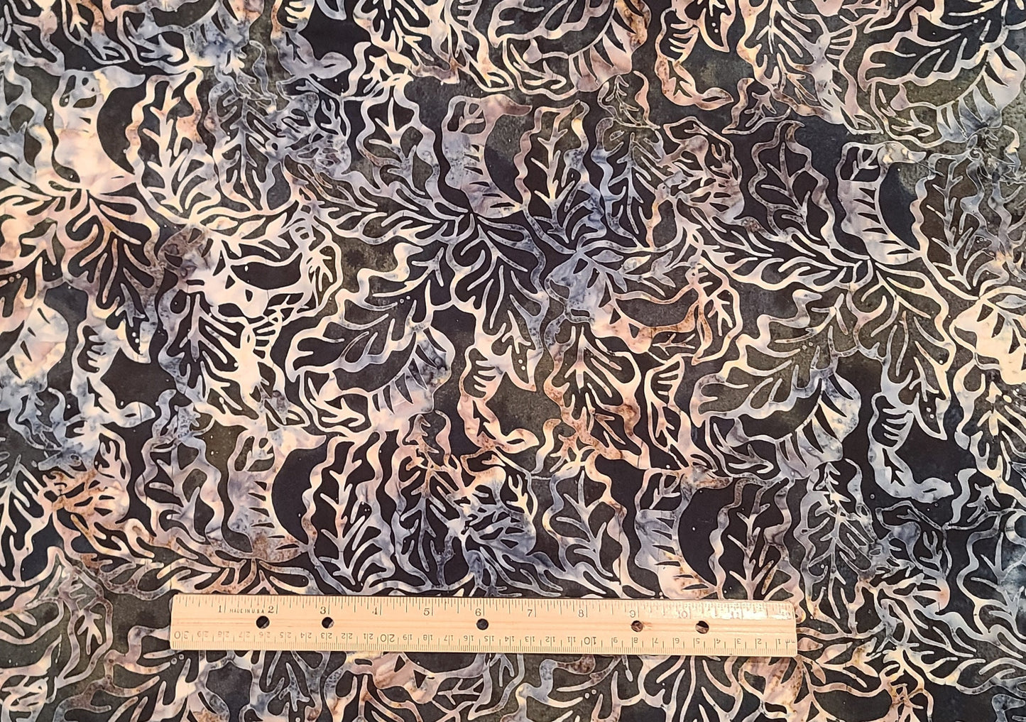 BATIK - Midnight Blue, Tan, Gray and Cream Pattern Fabric